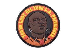 Violent Little Machine Shop LA Privileges Morale Patch is circular and made of PVC rubber material